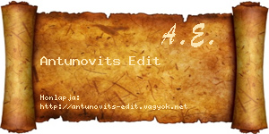 Antunovits Edit névjegykártya